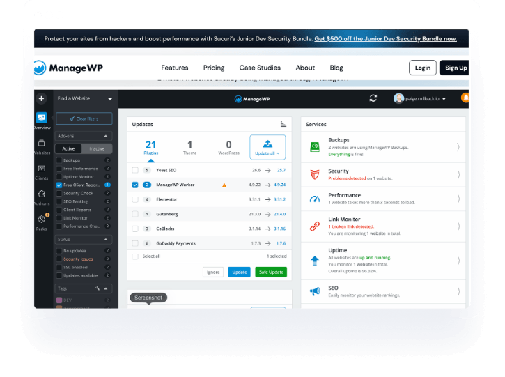 WordPress website maintenance and security monitoring illustration